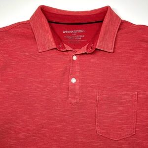 Coral Red Banana Republic Mens Organic Cotton Pique Poli Size L